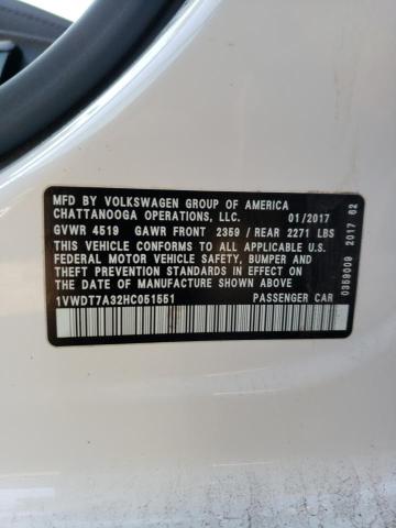 1VWDT7A32HC051551 - 2017 VOLKSWAGEN PASSAT R-LINE Ağ foto 12