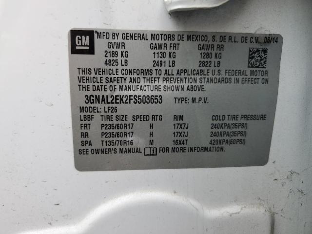 3GNAL2EK2FS503653 - 2015 CHEVROLET CAPTIVA LS 白色 照片 12