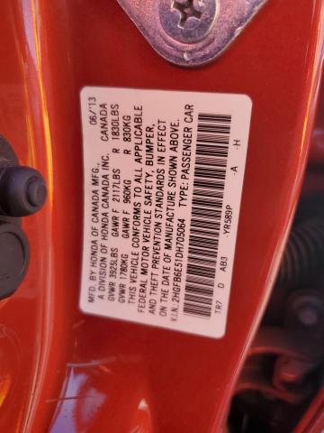 2HGFB6E51DH705064 - 2013 HONDA CIVIC SI RED photo 12