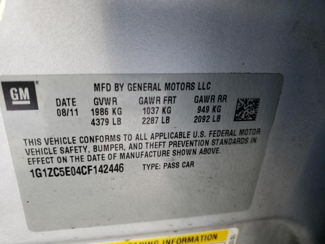 1G1ZC5E04CF142446 - 2012 CHEVROLET MALIBU 1LT 银色 照片 12