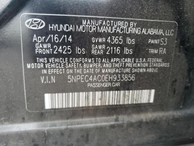 5NPEC4AC0EH933856 - 2014 HYUNDAI SONATA SE BLACK photo 12