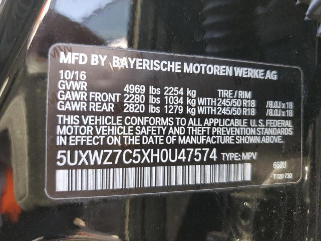 5UXWZ7C5XH0U47574 - 2017 BMW X3 SDRIVE28I BLACK photo 12