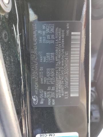 5NMSH13E07H104741 - 2007 HYUNDAI SANTA FE SE BLACK photo 12