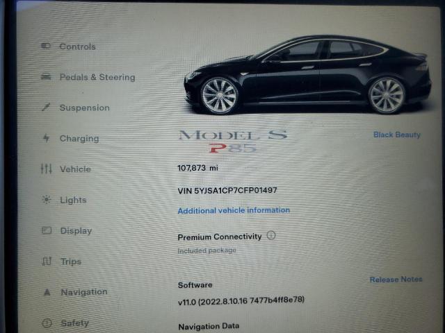 5YJSA1CP7CFP01497 - 2012 TESLA MODEL S Սև լուսանկար 9