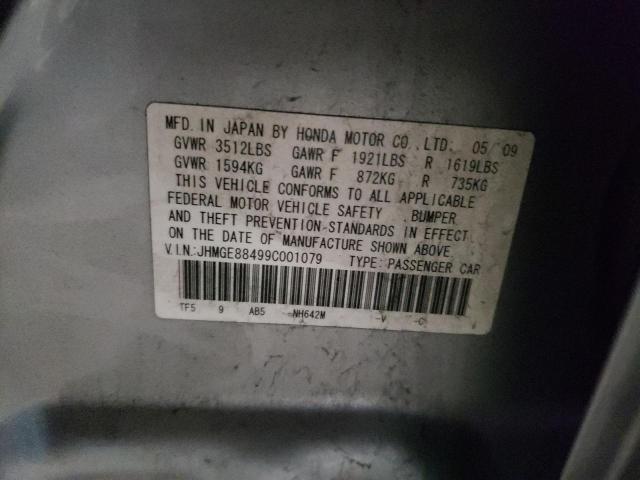 JHMGE88499C001079 - 2009 HONDA FIT SPORT SILVER photo 13