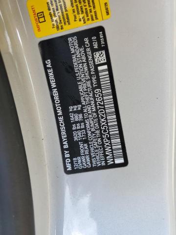 WMWXP5C5XK2D72659 - 2019 MINI COOPER SILVER photo 12