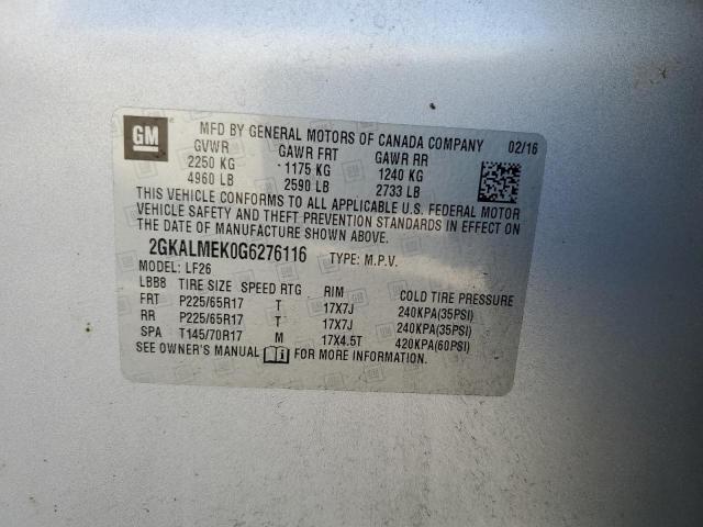 2GKALMEK0G6276116 - 2016 GMC TERRAIN SLE SILVER photo 14