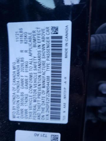 2HGFE2F22NH544388 - 2022 HONDA CIVIC LX BLACK photo 13