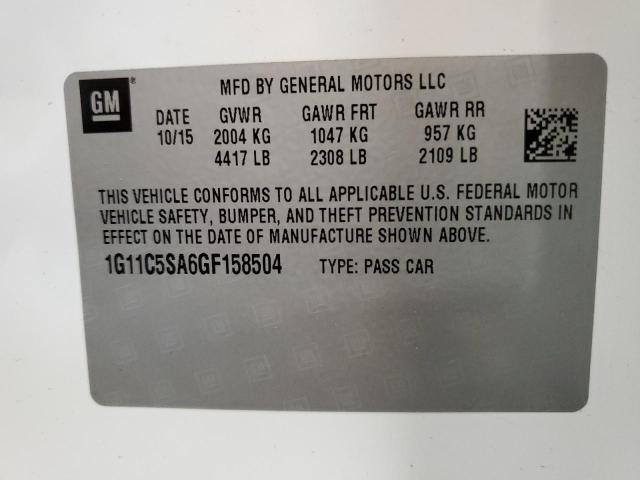 1G11C5SA6GF158504 - 2016 CHEVROLET MALIBU LIM LT 白色 照片 12