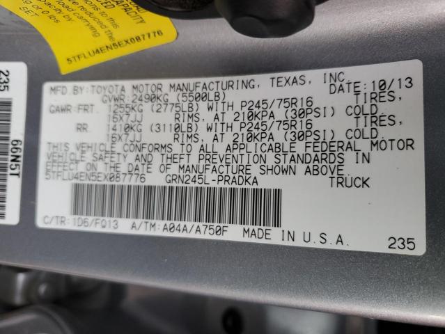 5TFLU4EN5EX087776 - 2014 TOYOTA TACOMA DOUBLE CAB Gümüş foto 12