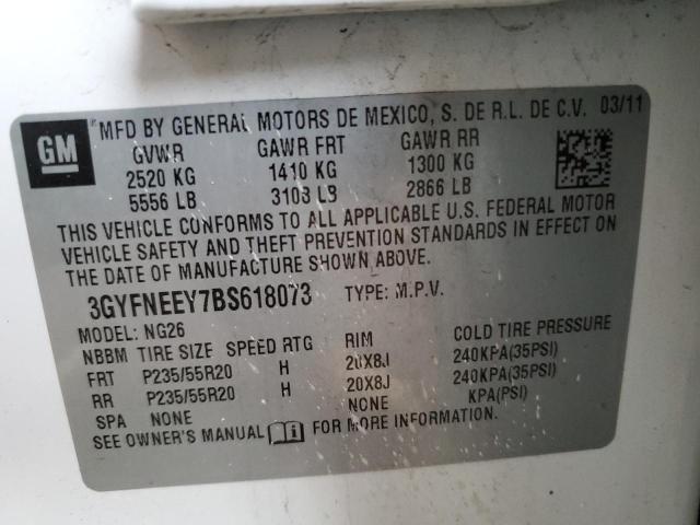 3GYFNEEY7BS618073 - 2011 CADILLAC SRX PERFORMANCE COLLECTION Ақ фото 13