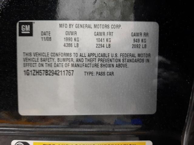 1G1ZH57B294211767 - 2009 CHEVROLET MALIBU 1LT BLACK photo 12