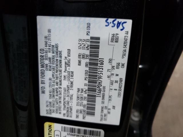 1FA6P0H79F5131601 - 2015 FORD FUSION SE BLACK photo 12