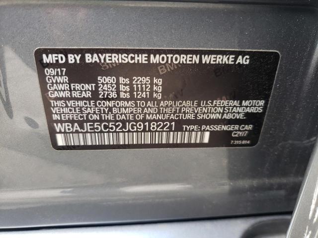 WBAJE5C52JG918221 - 2018 BMW 540 I GRAY photo 12