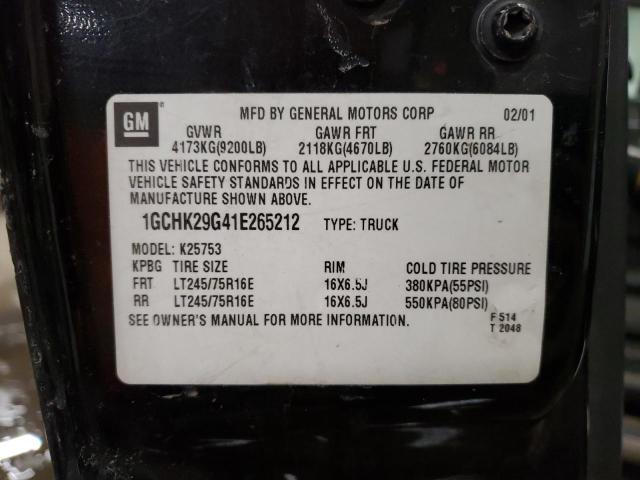 1GCHK29G41E265212 - 2001 CHEVROLET SILVERADO K2500 HEAVY DUTY BLACK photo 12