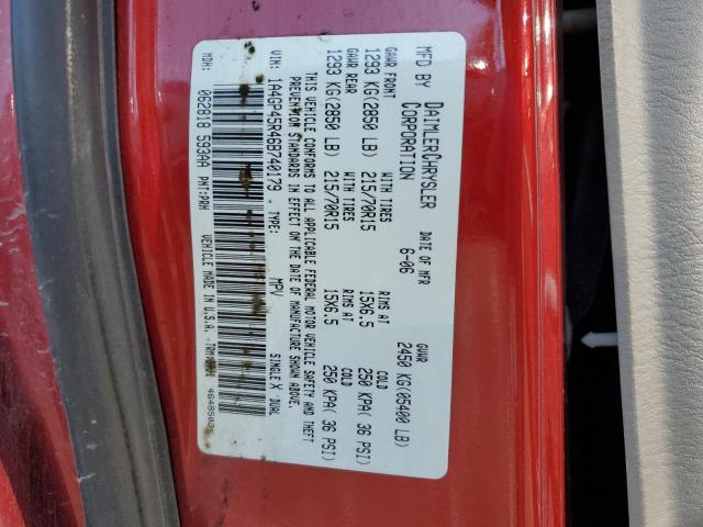 1A4GP45R46B740179 - 2006 CHRYSLER TOWN & COU წითელი ფოტო 13