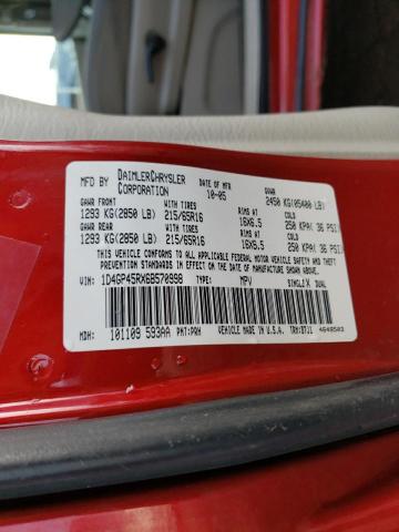 1D4GP45RX6B570998 - 2006 DODGE CARAVAN SXT RED photo 13