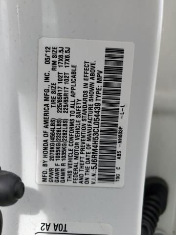 5J6RM4H53CL054439 - 2012 HONDA CR-V EX WHITE photo 14