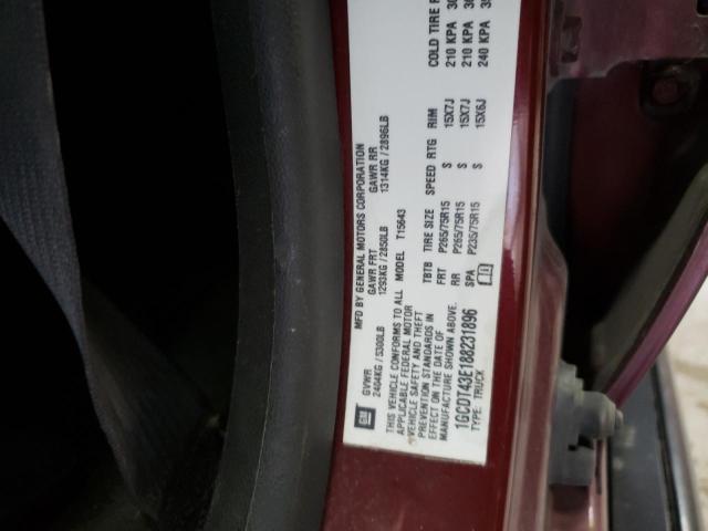 1GCDT43E188231896 - 2008 CHEVROLET COLORADO LT MAROON photo 12