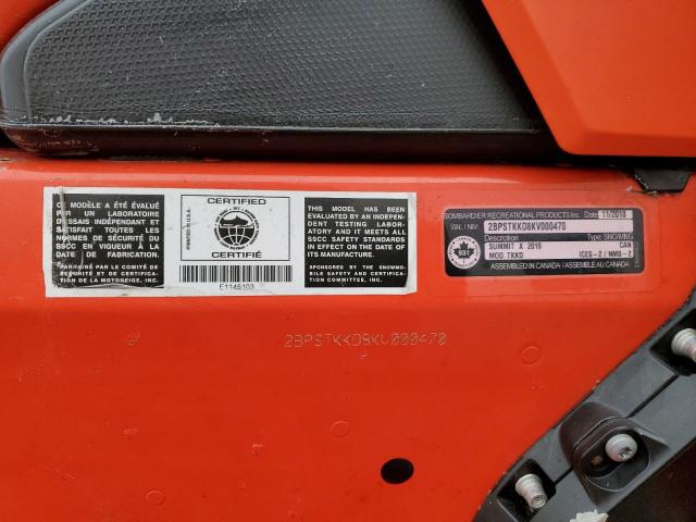 2BPSTKKD8KV000470 - 2019 SKI DOO SUMMIT SP ORANGE photo 10