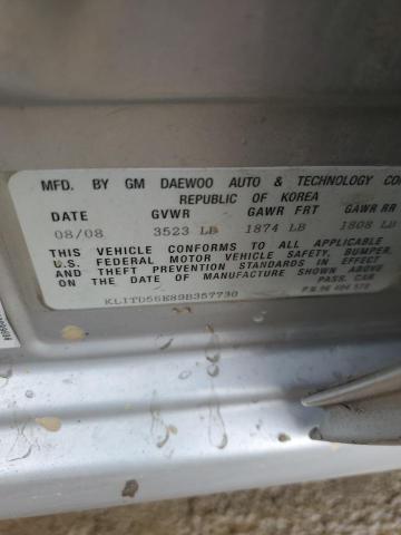 KL1TD56E89B357730 - 2009 CHEVROLET AVEO LS 银色 照片 12