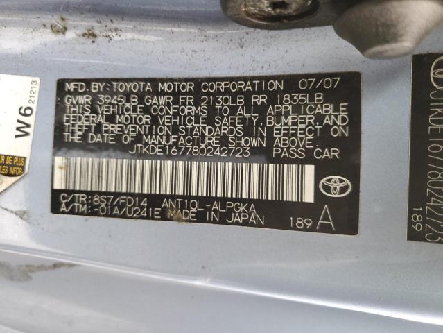 JTKDE167780242723 - 2008 TOYOTA SCION TC BLUE photo 12