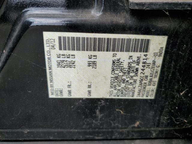 1N4AL2AP6CC244814 - 2012 NISSAN ALTIMA BASE BLACK photo 12