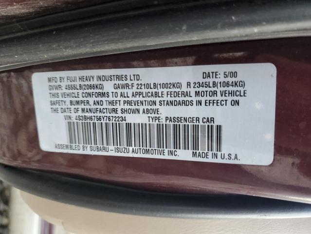 4S3BH6756Y7672234 - 2000 SUBARU LEGACY OUTBACK AWP 栗色 照片 12