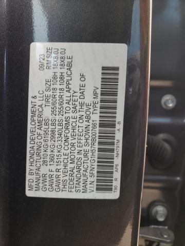 5FNYG1H57RB007661 - 2024 HONDA PILOT EXL GRAY photo 14