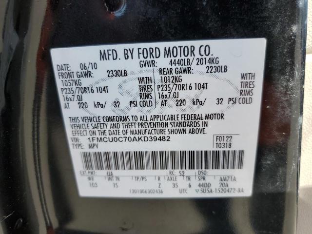 1FMCU0C70AKD39482 - 2010 FORD ESCAPE XLS BLACK photo 13