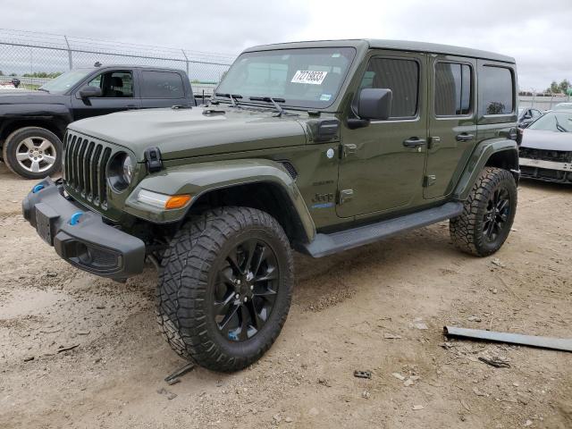 1C4JJXP64NW171682 - 2022 JEEP WRANGLER U SAHARA 4XE GREEN photo 1