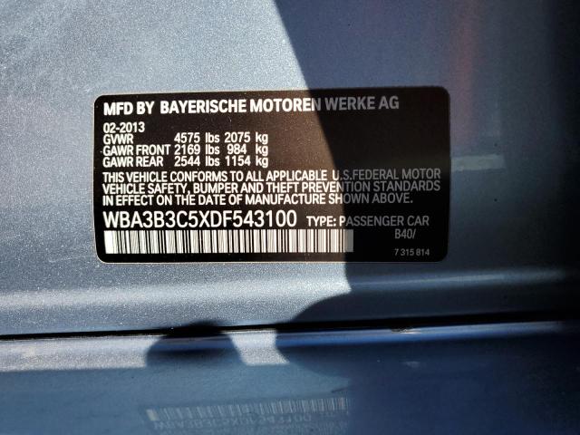 WBA3B3C5XDF543100 - 2013 BMW 328 XI BLUE photo 12
