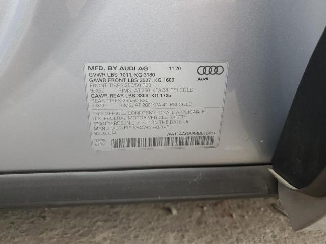 WA1LAAGE9MB015411 - 2021 AUDI E-TRON PREMIUM PLUS SILVER photo 13