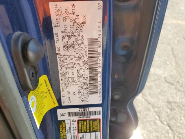 5TFJU4GN3EX058541 - 2014 TOYOTA TACOMA DOUBLE CAB PRERUNNER BLUE photo 12