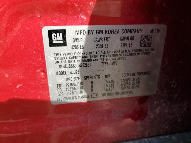 KL4CJBSB9GB722631 - 2016 BUICK ENCORE CONVENIENCE 红色 照片 14