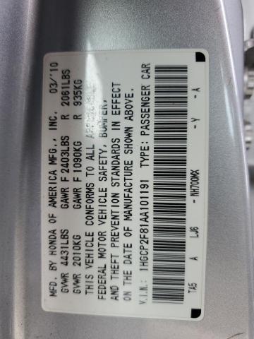 1HGCP2F81AA101191 - 2010 HONDA ACCORD EXL SILVER photo 13