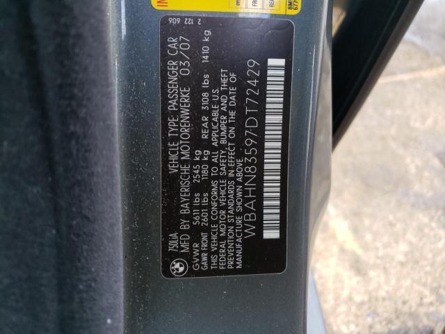 WBAHN83597DT72429 - 2007 BMW 750 GRAY photo 12