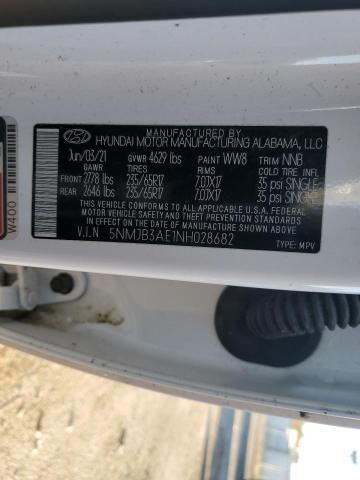 5NMJB3AE1NH028682 - 2022 HYUNDAI TUCSON SEL WHITE photo 14