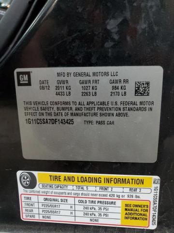 1G11C5SA7DF143425 - 2013 CHEVROLET MALIBU 1LT BLACK photo 12