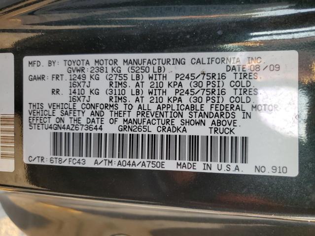 5TETU4GN4AZ673644 - 2010 TOYOTA TACOMA PRERUNNER ACCESS CAB GREEN photo 13