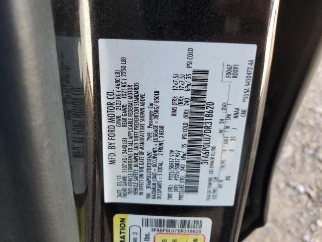 3FA6P0LU7DR318620 - 2013 FORD FUSION SE HYBRID BLACK photo 12