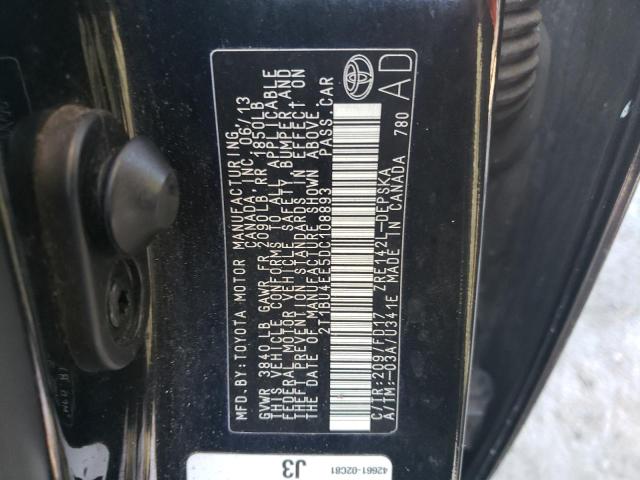 2T1BU4EE5DC108893 - 2013 TOYOTA COROLLA BASE BLACK photo 13