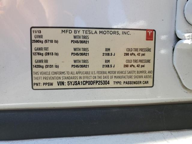 5YJSA1CP0DFP25304 - 2013 TESLA MODEL S Սպիտակ լուսանկար 12