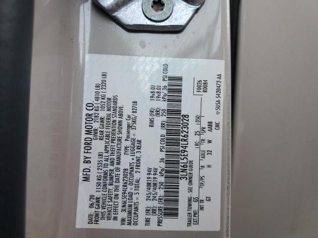 3LN6L5E94LR623028 - 2020 LINCOLN MKZ RESERVE თეთრი ფოტო 12