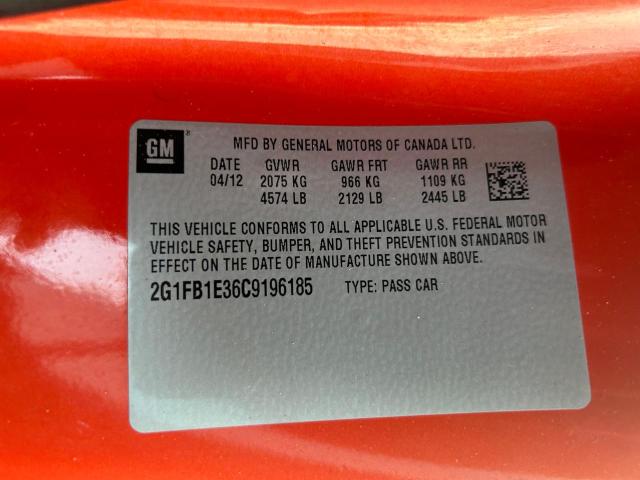 2G1FB1E36C9196185 - 2012 CHEVROLET CAMARO LT RED photo 10