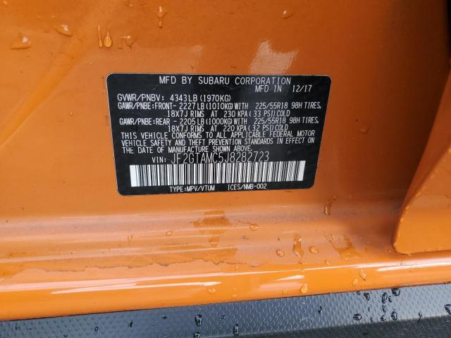 JF2GTAMC5J8282723 - 2018 SUBARU CROSSTREK LIMITED ORANGE photo 13