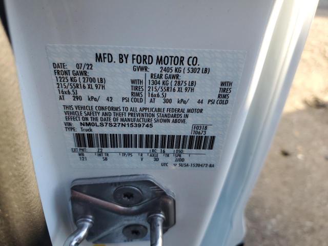 NM0LS7S27N1539745 - 2022 FORD TRANSIT CO XL WHITE photo 13