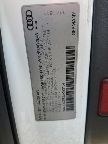 WAUC4CF53JA092154 - 2018 AUDI S5 PRESTIGE 白色 照片 12