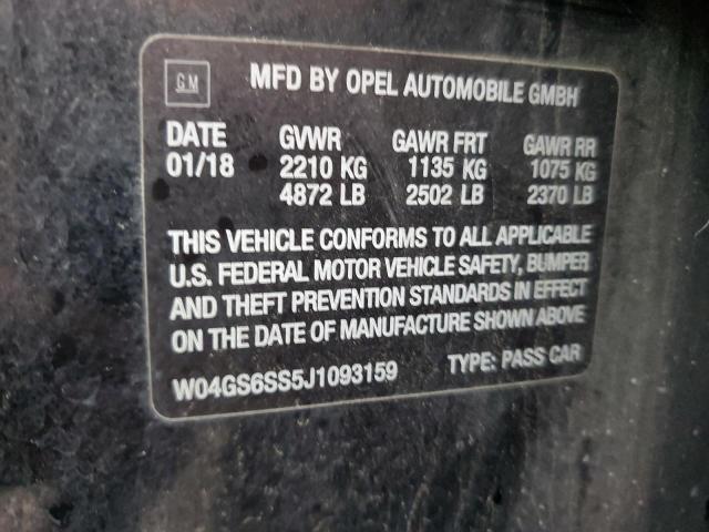 W04GS6SS5J1093159 - 2018 BUICK REGAL GS Қара фото 13