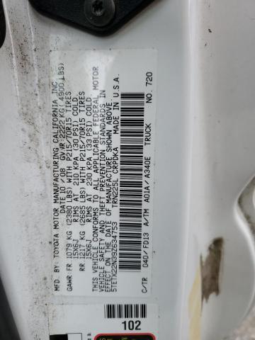 5TETX22N39Z634753 - 2009 TOYOTA TACOMA ACCESS CAB Ақ фото 12